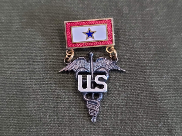 Vintage WWII US Sweetheart In Service Medical Caduceus Pin Brooch