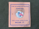 Vintage WWII V for Victory American Flag Tab Button Original Card