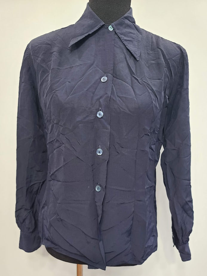 Navy Blue WAVES Blouse (as-is) (B-42