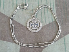 Vintage WWI German Iron Cross Wreath Sweetheart Necklace