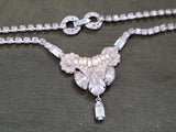 Rhinestone Flower Teardrop Necklace