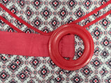 Print House Dress with Red Trim <br> (B-44.5" W-45.5" H-48.5")