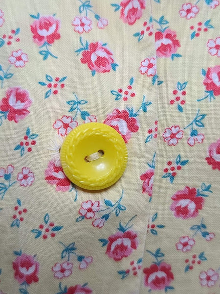 Yellow Flower Print Dress <br> (B-40" W-36" H-42.5")