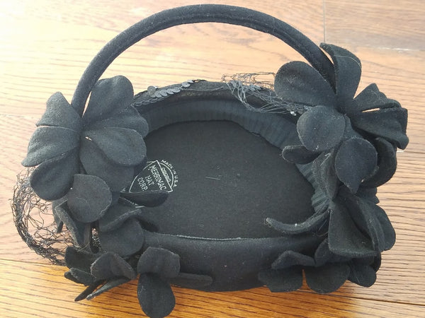 Black Flower Tilt Hat