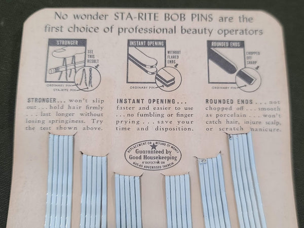 Sta-Rite White Nurse Hair Bobby Pins on Card