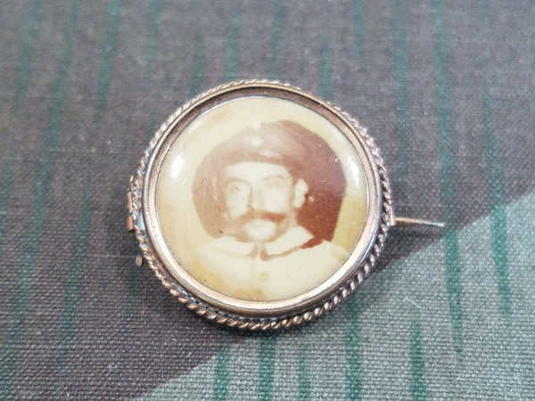 WWI German Sweetheart Pin Brooch with Soldier's Photo