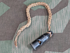 WWII-era German Bakelite NCO's Whistle on Lanyard 