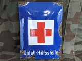 Period DRK Unfall-Hilfsstelle First Aid Station Enamel Sign