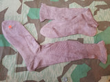 WWII-era Vintage German Tan / Pink Socks Mens Size 11.5