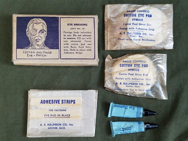 WWII US GI Eye Dressing Set Bandage First Aid Kit Box