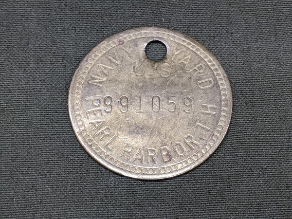 Original WWII Pearl Harbor US Navy Ship Yard Tool Check Tag