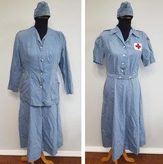 WWII Women's American Red Cross Uniform: Dress,  Jacket,  Garrison Cap Hat