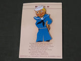 WWII 1941 Sweetheart Wooden US Navy Sailor Brooch Pin on Card