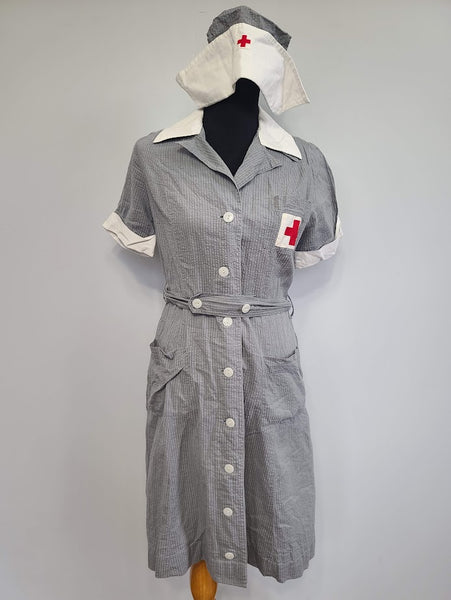 WWII American Red Cross Gray Lady Short Sleeve Uniform Dress & Hat