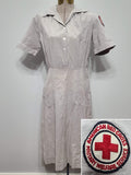 WWII Women's American Red Cross Military Welfare Service Seersucker Work Uniform Dress