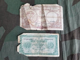 WWII Belgian 10 & 20 Franc Notes Paper Money Belgium 1940s Currency