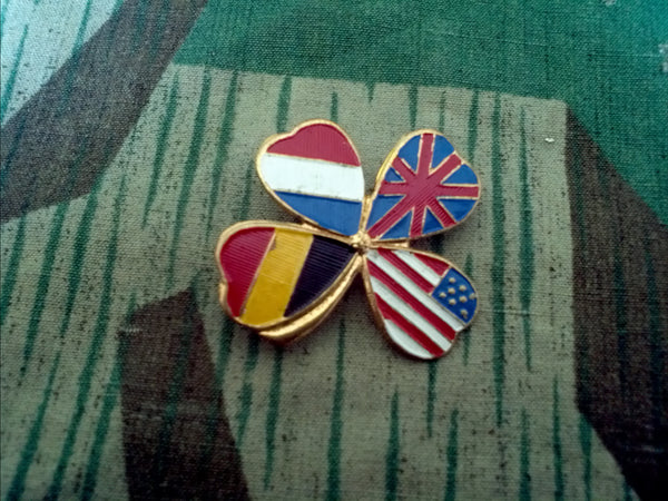 WWII Belgian Liberation Clover Flag Pin Vintage