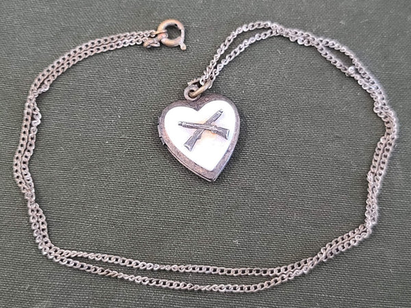 WWII Crossed Rifle Army Infantry Sweetheart Locket Necklace