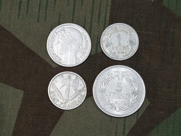 WWII French Francs Coins (Set of 4) 1944/1945