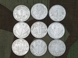 WWII French Francs Coins (Set of 9) 1941/1942/1943