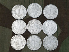 WWII French Francs Coins (Set of 9) 1941/1942/1943