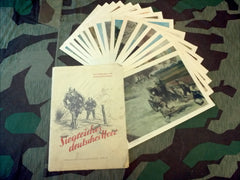WWII German 16 Original Combat Art Prints w/ Cover