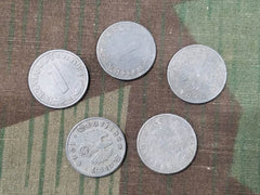 WWII German 1 Reichspfennig Coins (Set of 5)