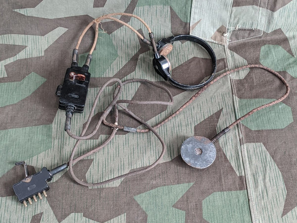WWII German FF33 Throat Microphone Headset AS-IS