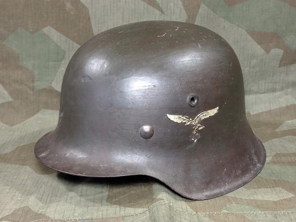 WWII German M42 Helmet w/ Original Liner & Chin Strap 64 Shell