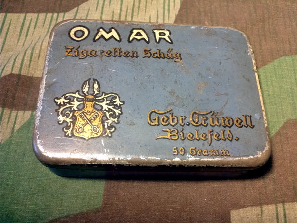 WWII German Omar Cigarette Cut Tobacco Tin Gebr. Crüwell