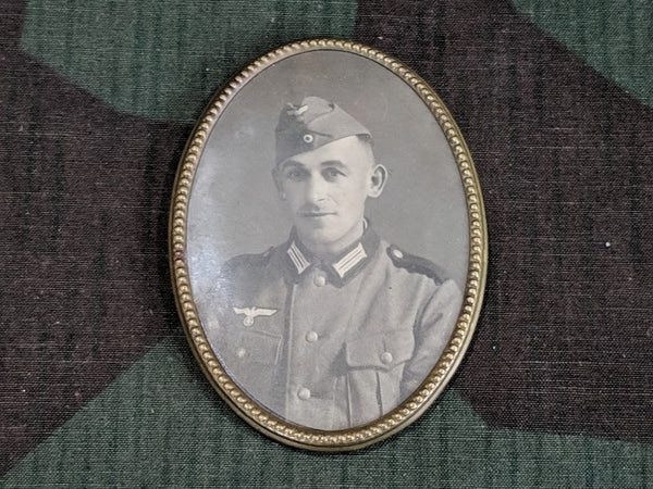 WWII German Pocket Mirror with Soldier's Photo