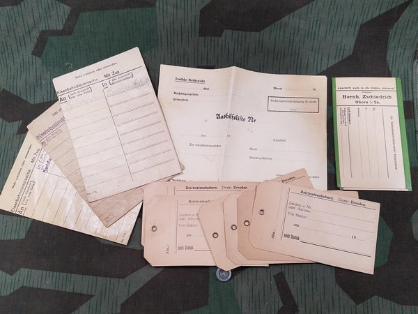 WWII German Reichsbahn Papers and Luggage Tags