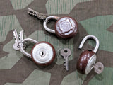 WWII German Round Locks w/ 2 keys Wreath & Castle Design
