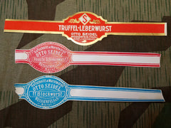 WWII German Sausage Wrappers - Leberwurst, Schinkenwurst, Blockwurst (Set of 3)