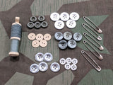 Sewing Set: Buttons, Thread, Safety Pins