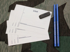 WWII German Writing Set: Feldpost Cards, Pencils, Eraser