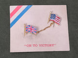 WWII "On to Victory" British and American Flag Pins