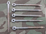 WWII Style German Steel Zeltbahn Pegs No Markings (Set of 6)