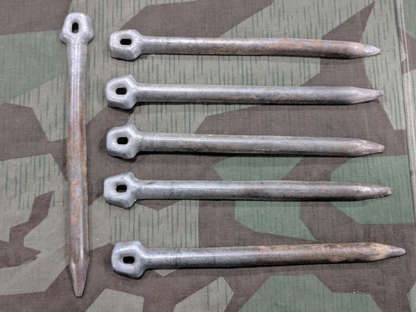 WWII Style German Steel Zeltbahn Pegs No Markings (Set of 6)