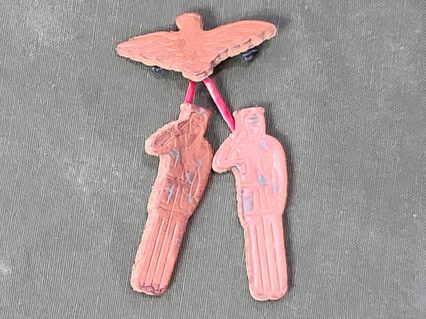 WWII Sweetheart Leather Soldiers and Eagle Pin