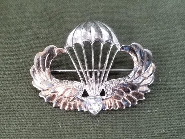 WWII Sweetheart Paratrooper Parachute Airborne Wings Pin Sterling