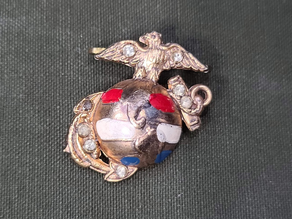 WWII USMC Marine Corps Sweetheart EGA Pin w/ Rhinestones
