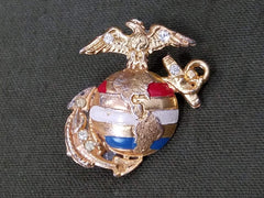 WWII USMC Marine Corps Sweetheart EGA Pin w/ Rhinestones