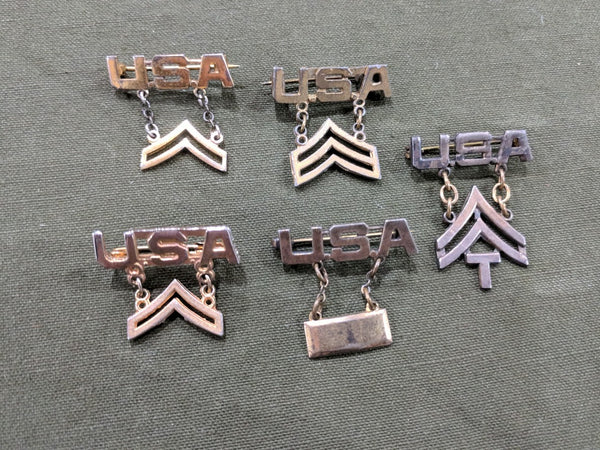 WWII US Army Rank Sweetheart Pins Sterling Silver