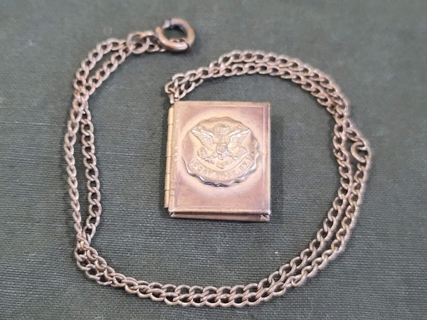WWII US Army Sweetheart Fort Knox, KY Book Shaped Locket Necklace