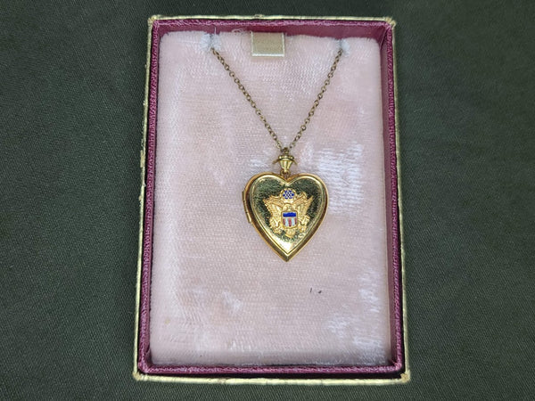 WWII US Army Sweetheart Locket Necklace in Original Box