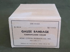 Box of 12 1943 Camouflage Gauze Bandages 3 Inch by 10 Yards
