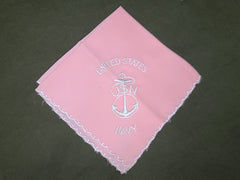 WWII US Navy Sweetheart Hankie Pink