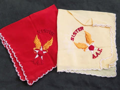 WWII US Pair of Sister Army Air Corps Hankies Sweetheart Homefront