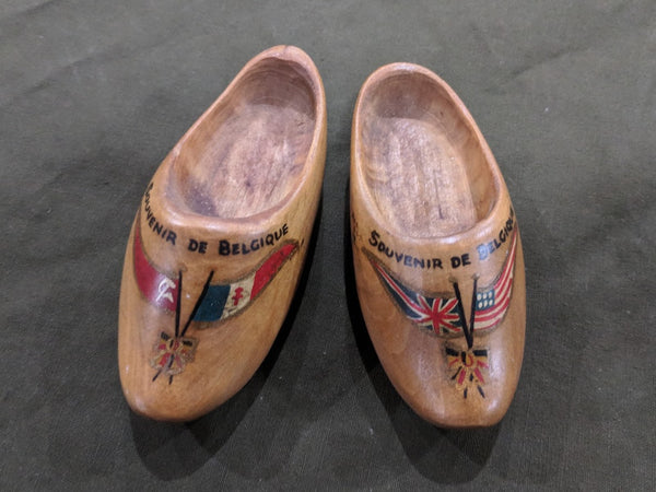 Souvenir De Belgique Wooden Shoes with Allied Flags